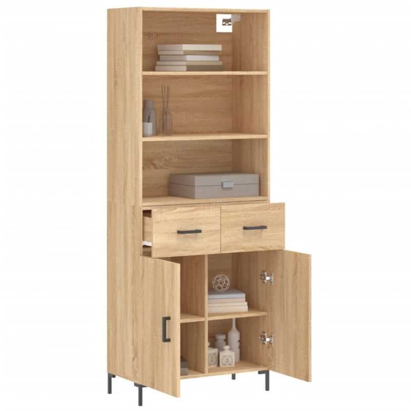 Highboard Sonoma-Eiche 69,5x34x180 cm Holzwerkstoff