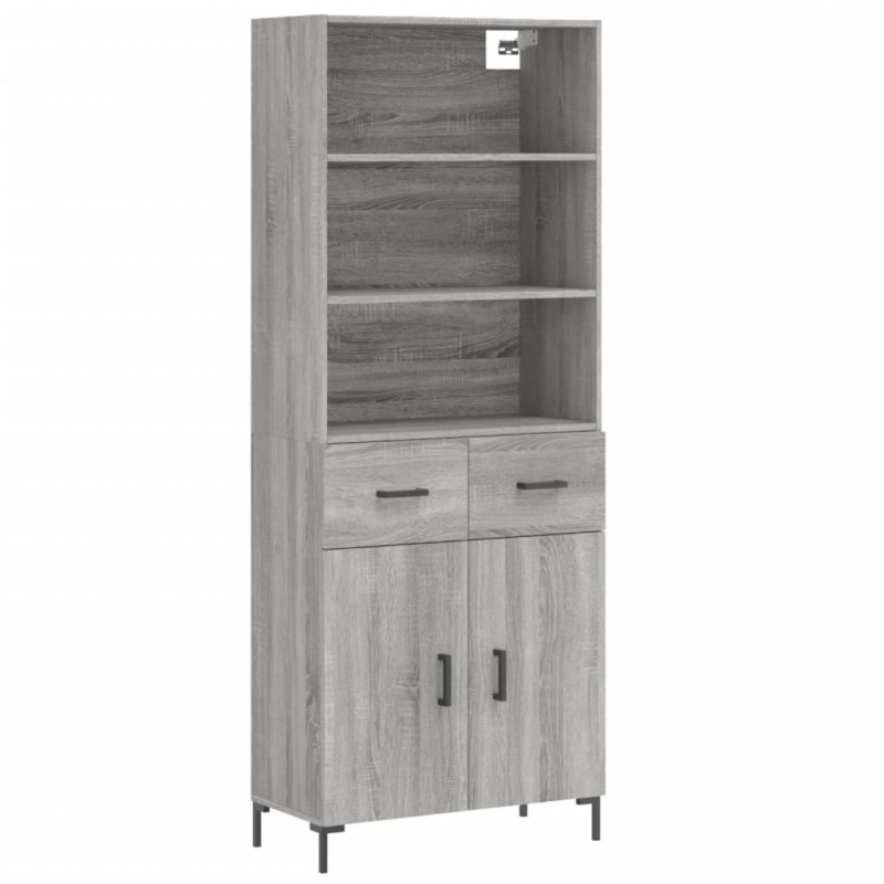 Highboard Grau Sonoma 69,5x34x180 cm Holzwerkstoff