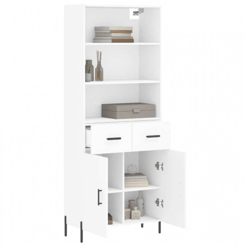 Highboard Weiß 69,5x34x180 cm Holzwerkstoff