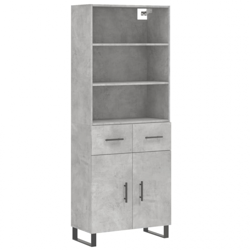Highboard Betongrau 69,5x34x180 cm Holzwerkstoff