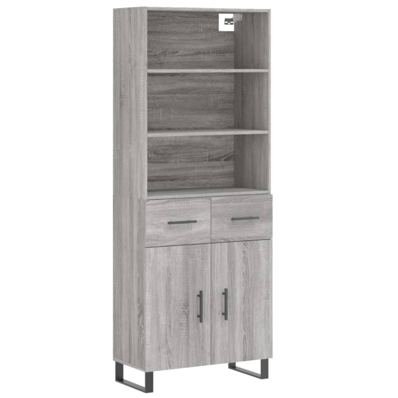 Highboard Grau Sonoma 69,5x34x180 cm Holzwerkstoff