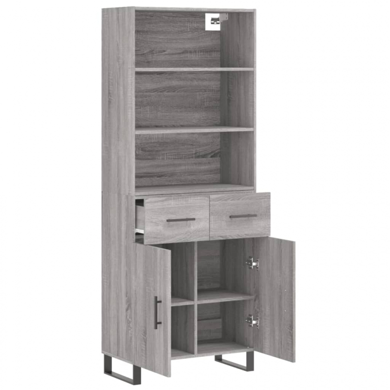 Highboard Grau Sonoma 69,5x34x180 cm Holzwerkstoff