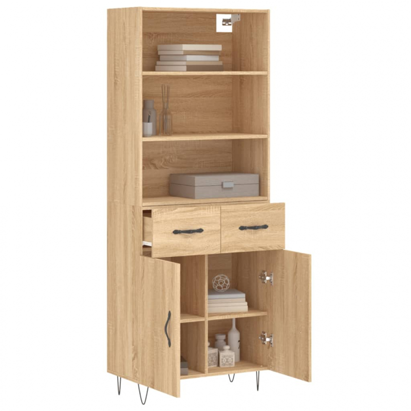 Highboard Sonoma-Eiche 69,5x34x180 cm Holzwerkstoff