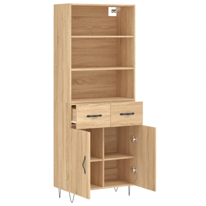 Highboard Sonoma-Eiche 69,5x34x180 cm Holzwerkstoff