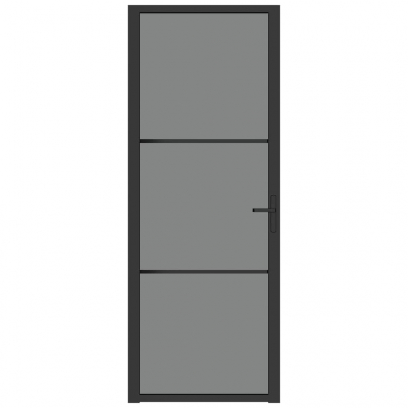 Innentür 76x201,5 cm Schwarz ESG-Glas und Aluminium