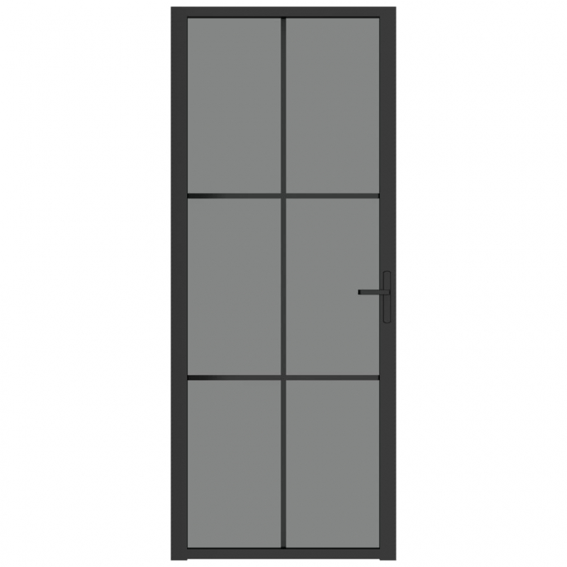 Innentür 83x201,5 cm Schwarz ESG-Glas und Aluminium