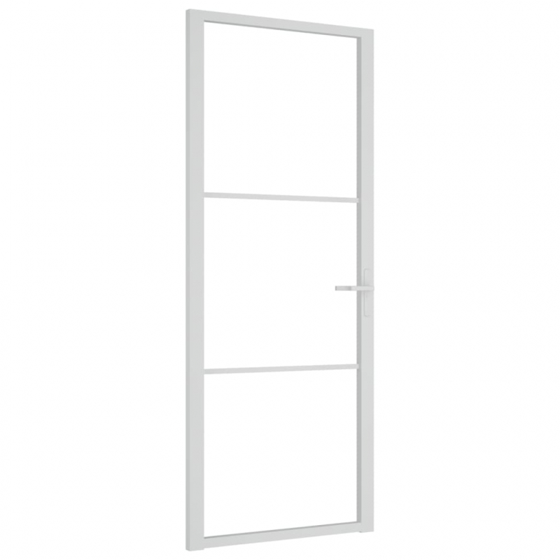 Innentür 83x201,5 cm Weiß ESG-Glas und Aluminium