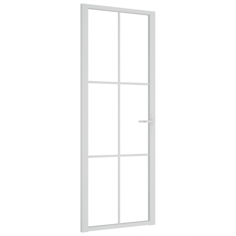 Innentür 76x201,5 cm Weiß ESG-Glas und Aluminium