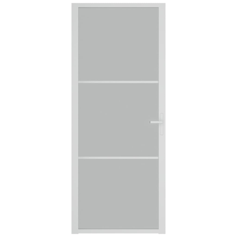 Innentür 83x201,5 cm Weiß Mattglas und Aluminium
