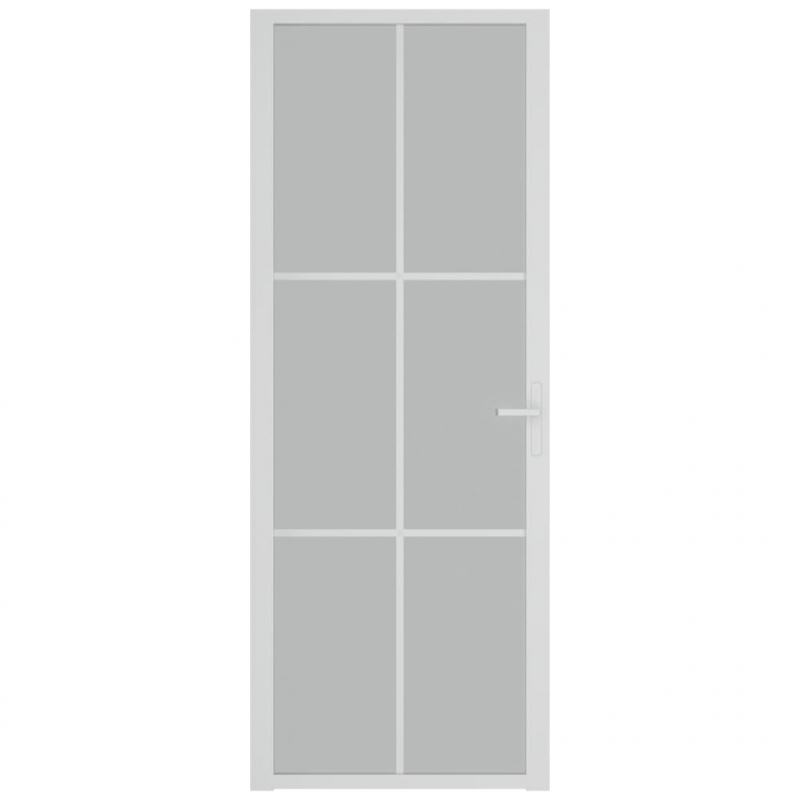 Innentür 76x201,5 cm Weiß Mattglas und Aluminium