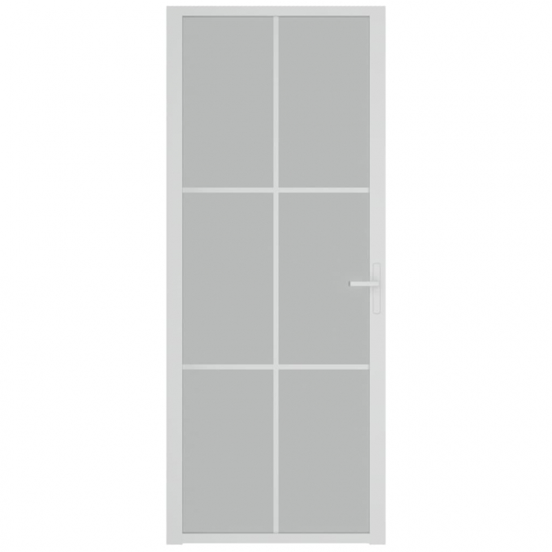 Innentür 83x201,5 cm Weiß Mattglas und Aluminium