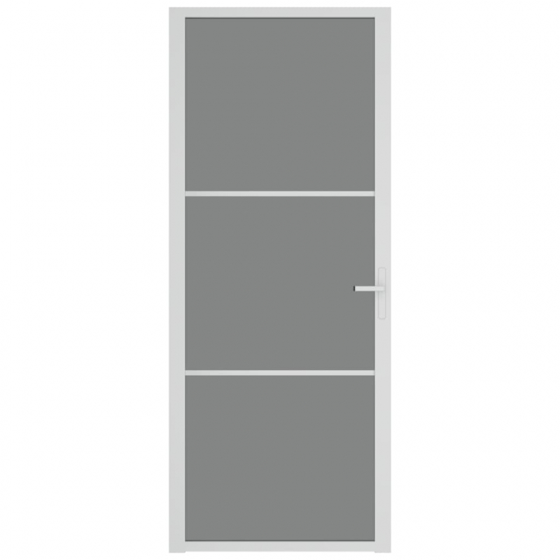 Innentür 83x201,5 cm Weiß ESG-Glas und Aluminium