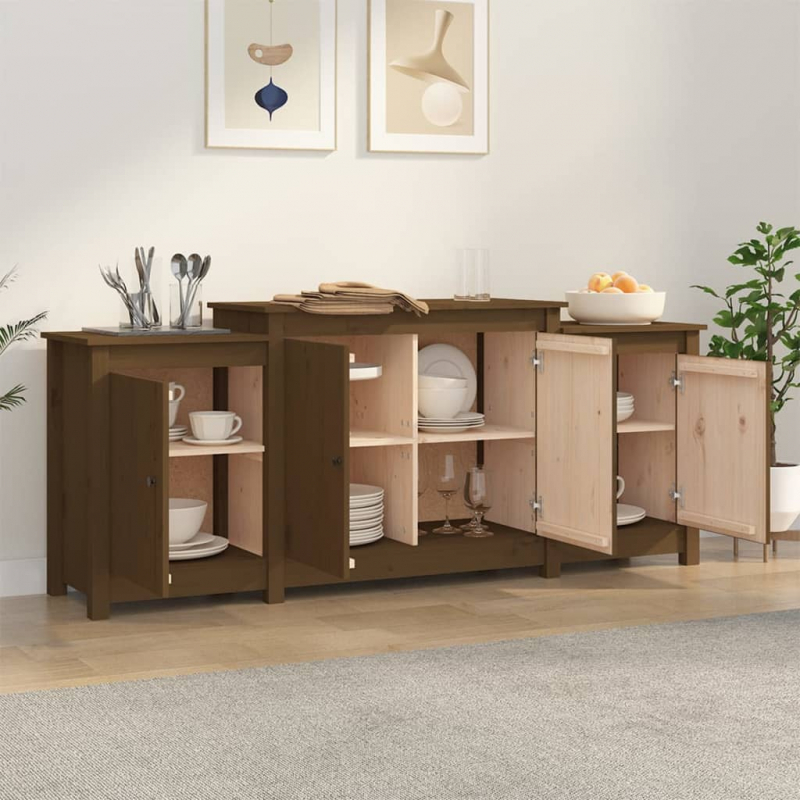 Sideboard Honigbraun 164x37x68 cm Massivholz Kiefer