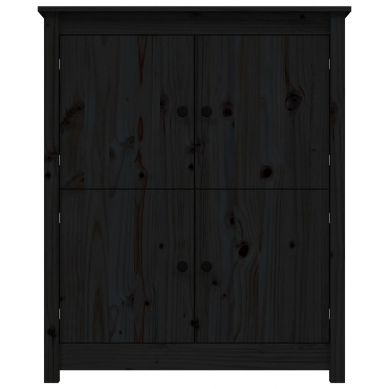 Sideboard Schwarz 83x41,5x100 cm Massivholz Kiefer