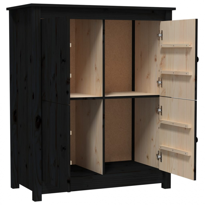 Sideboard Schwarz 83x41,5x100 cm Massivholz Kiefer