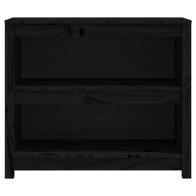 Bücherregal Schwarz 80x35x68 cm Massivholz Kiefer