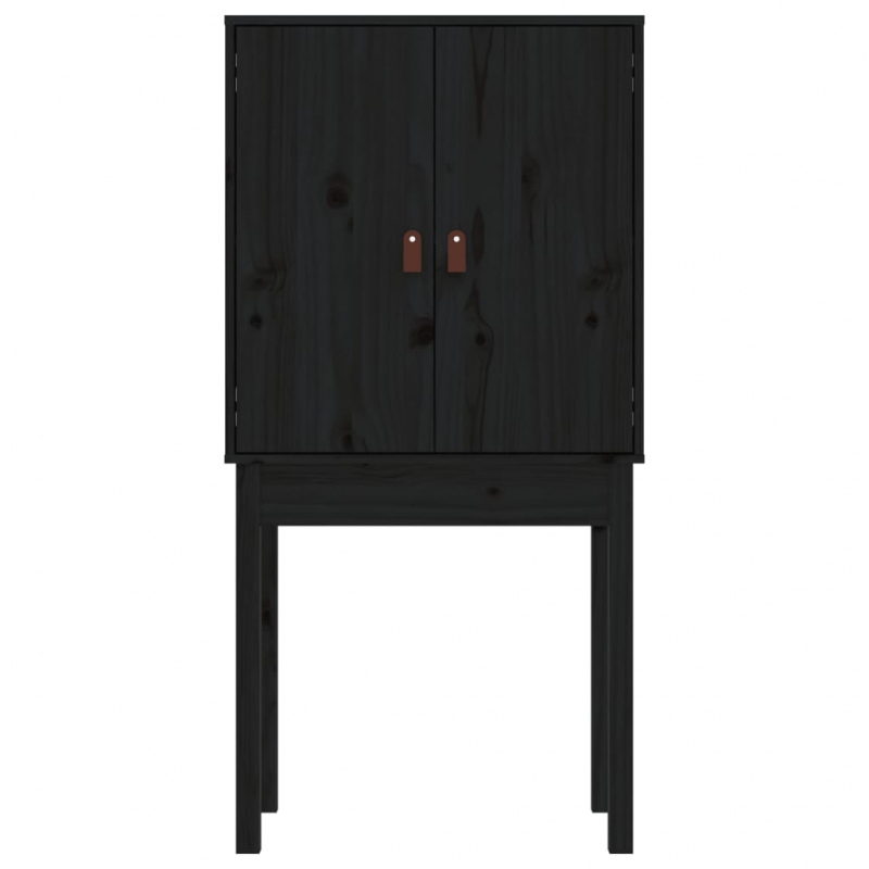 Highboard Schwarz 60x40x120 cm Massivholz Kiefer
