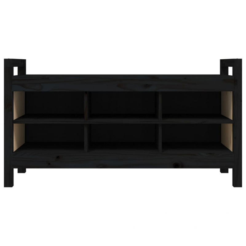 Flurbank Schwarz 110x40x60 cm Massivholz Kiefer