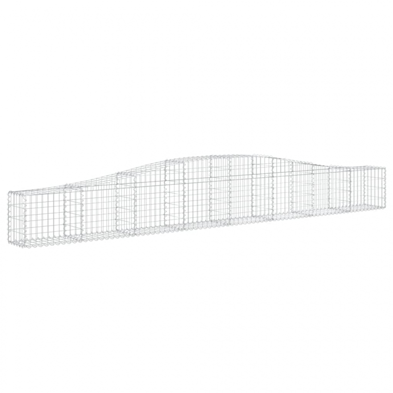 Gabionen mit Hochbogen 8 Stk. 400x30x40/60 cm Verzinktes Eisen