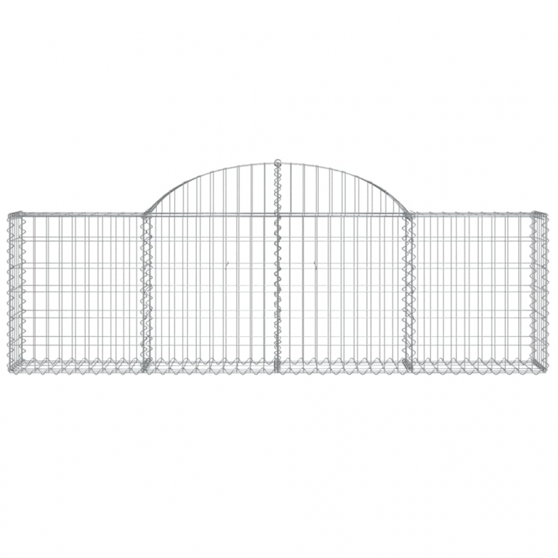 Gabionen mit Hochbogen 3 Stk. 200x30x60/80 cm Verzinktes Eisen
