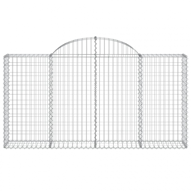 Gabionen mit Hochbogen 11Stk. 200x30x100/120cm Verzinktes Eisen