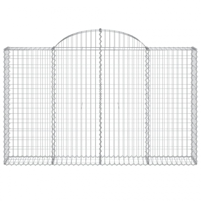 Gabionen mit Hochbogen 4 Stk. 200x30x120/140cm Verzinktes Eisen