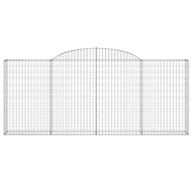 Gabionen mit Hochbogen 6 Stk. 300x30x120/140cm Verzinktes Eisen