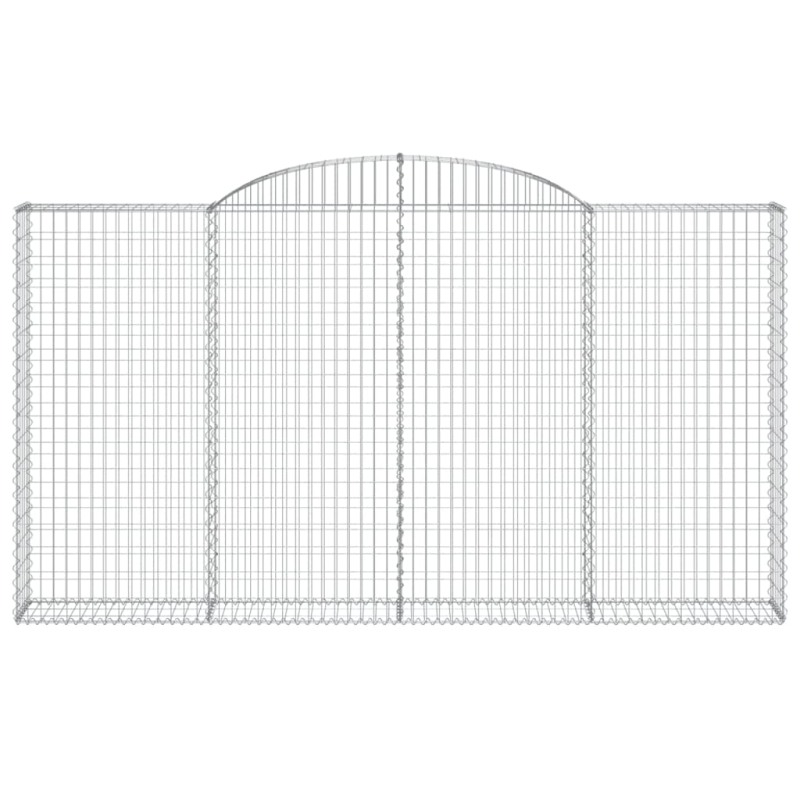 Gabionen mit Hochbogen 3 Stk. 300x30x160/180cm Verzinktes Eisen