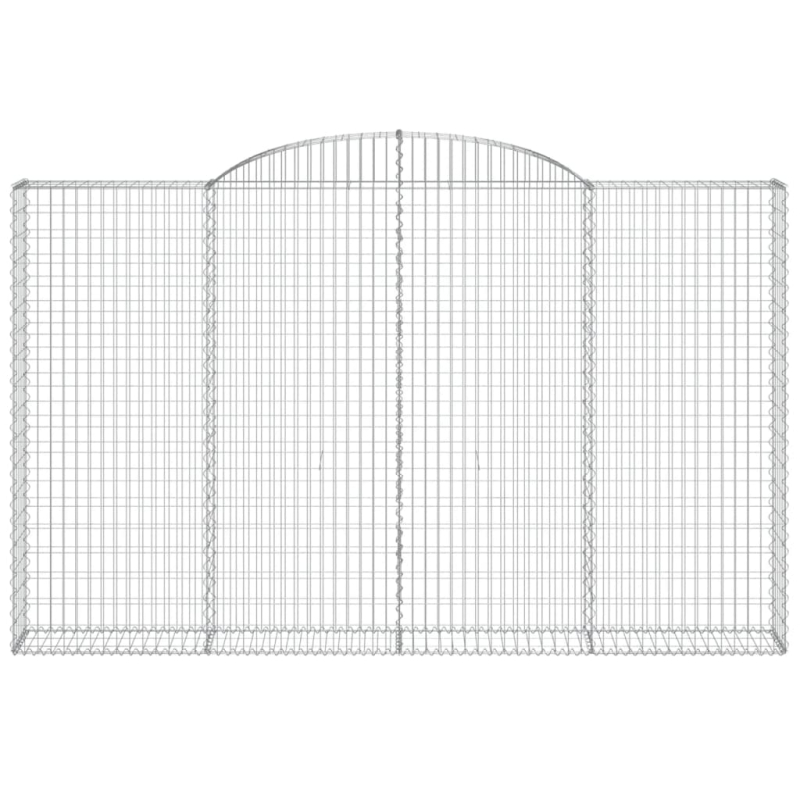 Gabionen mit Hochbogen 3 Stk. 300x30x180/200cm Verzinktes Eisen