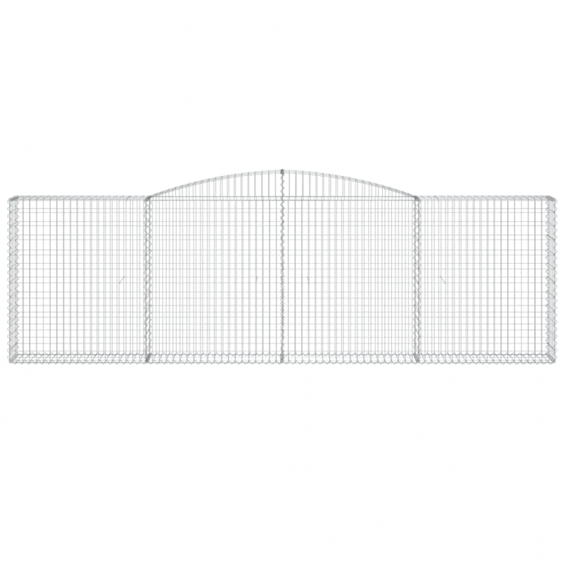 Gabionen mit Hochbogen 3 Stk. 400x30x120/140cm Verzinktes Eisen