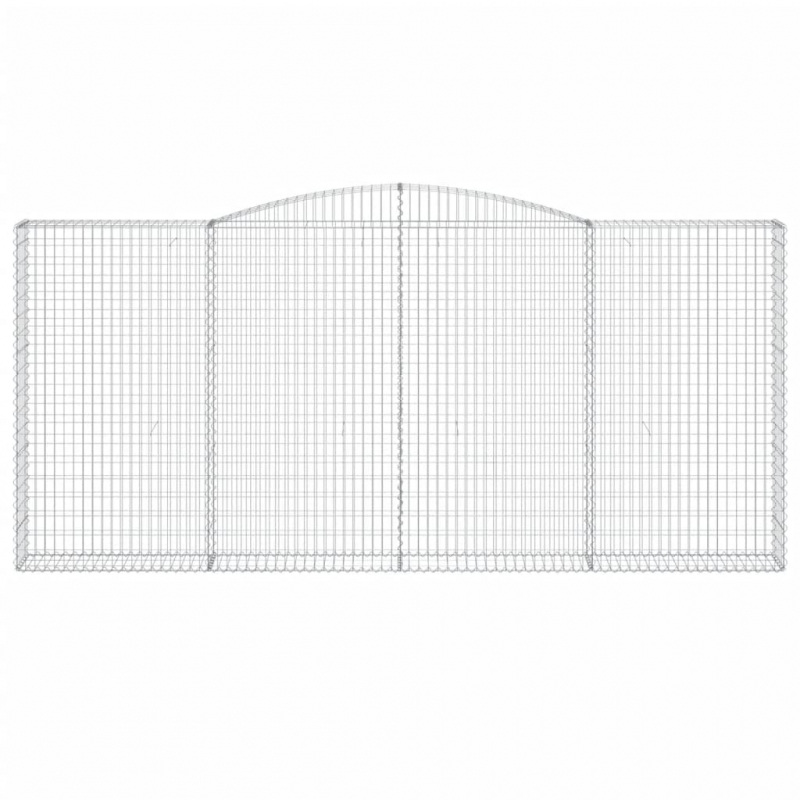 Gabionen mit Hochbogen 7 Stk. 400x30x180/200cm Verzinktes Eisen