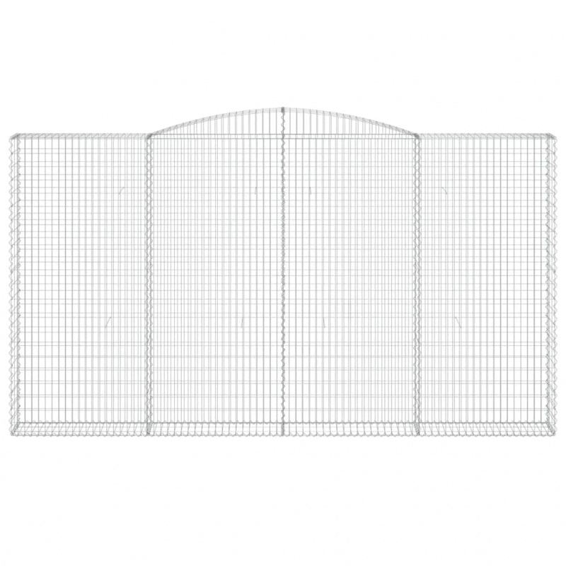 Gabionen mit Hochbogen 4 Stk. 400x30x220/240cm Verzinktes Eisen