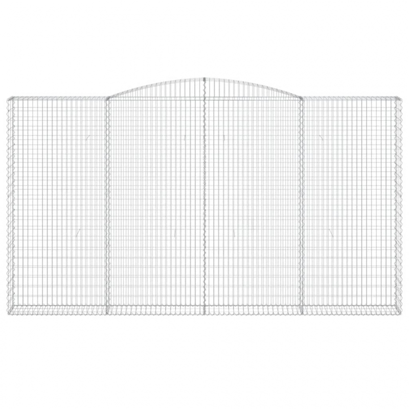 Gabionen mit Hochbogen 7 Stk. 400x30x220/240cm Verzinktes Eisen