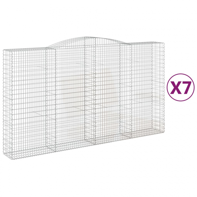 Gabionen mit Hochbogen 7 Stk. 400x50x220/240cm Verzinktes Eisen