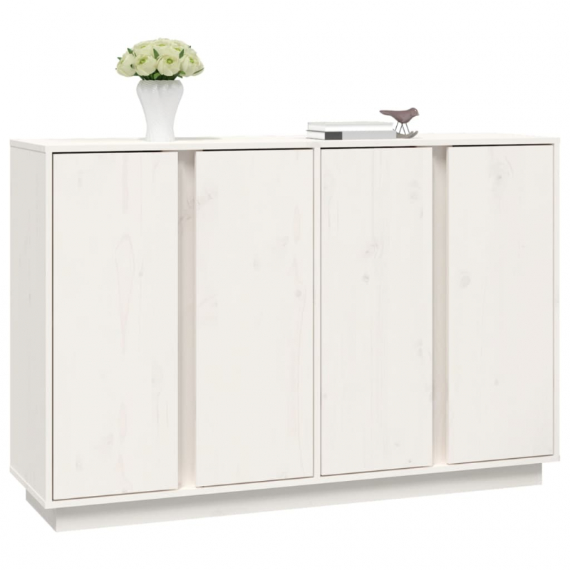 Sideboard Weiß 120x35x80 cm Massivholz Kiefer