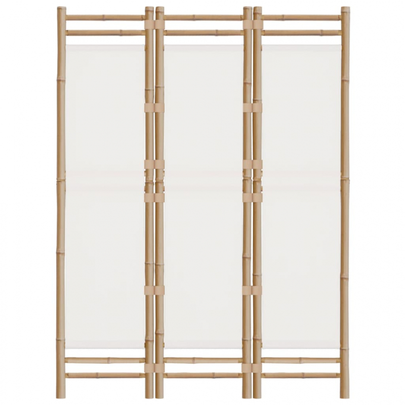 3-tlg. Paravent Faltbar 120 cm Bambus und Canvas