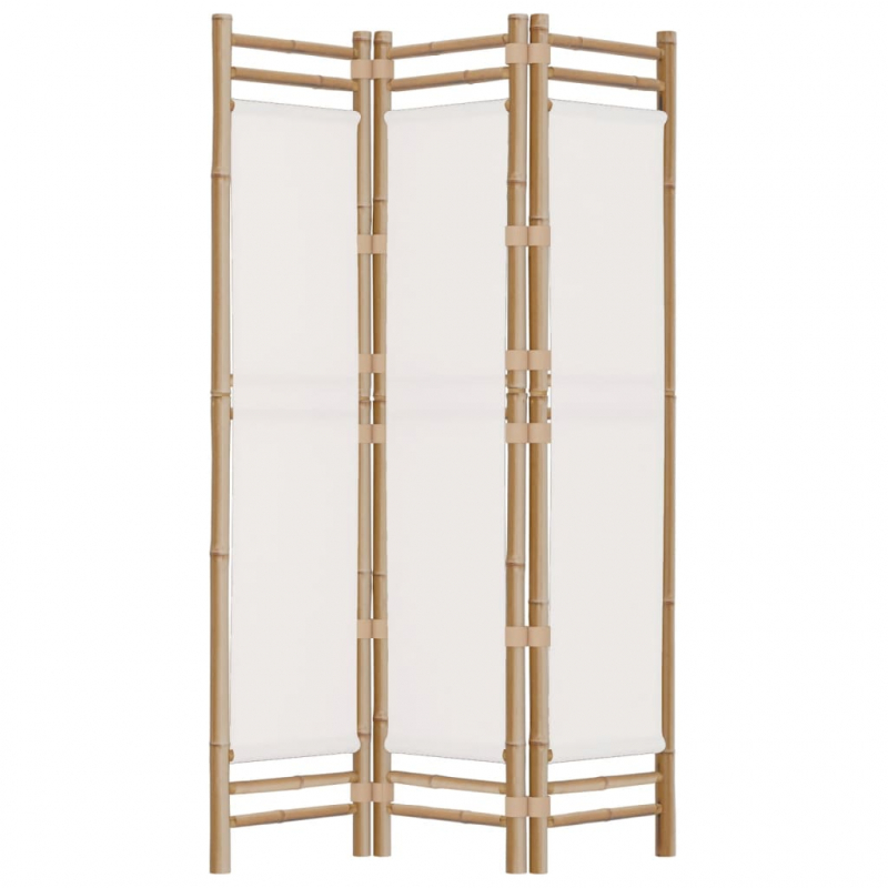 3-tlg. Paravent Faltbar 120 cm Bambus und Canvas