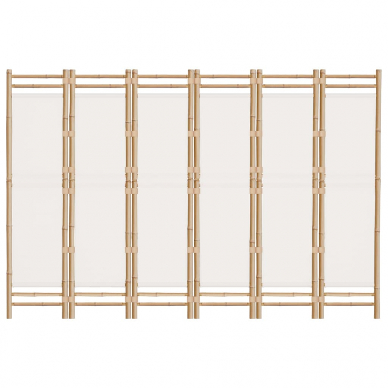 6-tlg. Paravent Faltbar 240 cm Bambus und Canvas