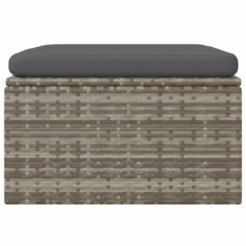 Gartenhocker mit Kissen Grau 55x55x30 cm Poly Rattan