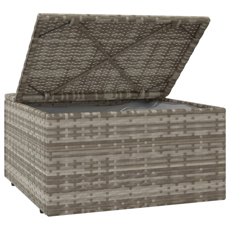 Gartenhocker mit Kissen Grau 55x55x30 cm Poly Rattan