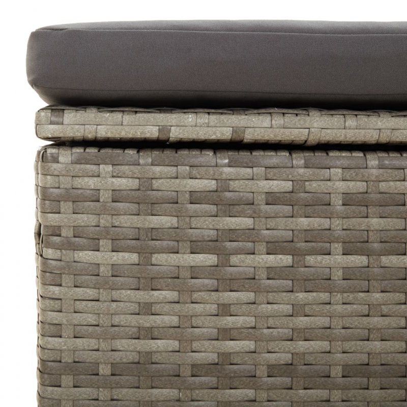 Gartenhocker mit Kissen Grau 55x55x30 cm Poly Rattan