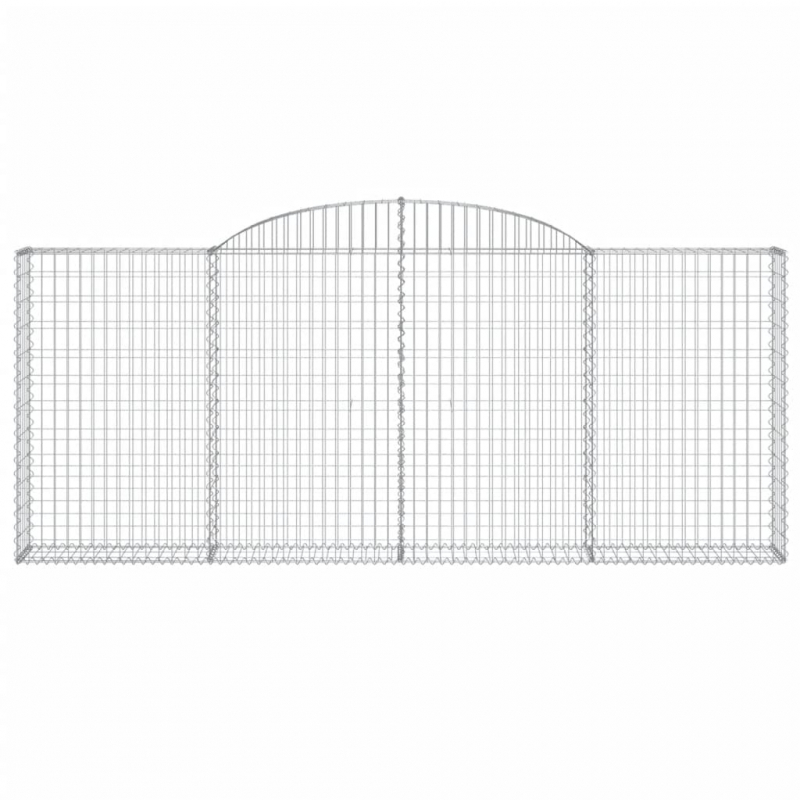 Gabione mit Hochbogen 300x30x120/140 cm Verzinktes Eisen