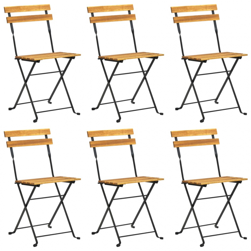 Klappbare Gartenstühle 6 Stk. Stahl und Massivholz Akazie