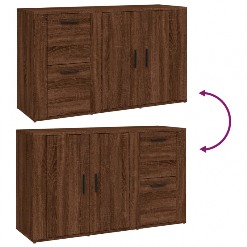 Sideboard Braun Eichen-Optik 100x33x59,5 cm Holzwerkstoff