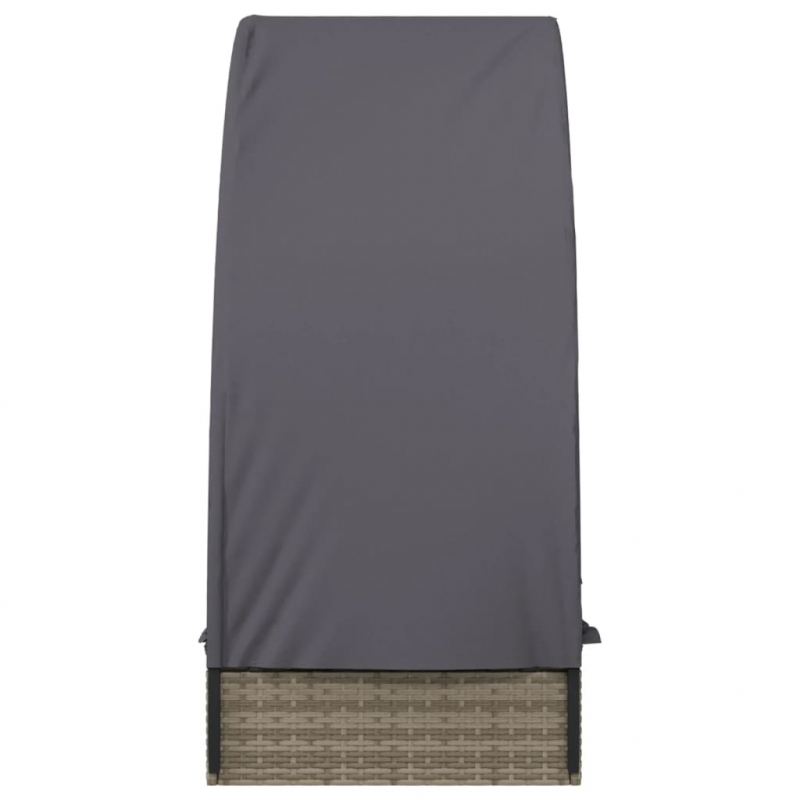 Sonnenliege mit Runddach Grau 211x57x140 cm Poly Rattan