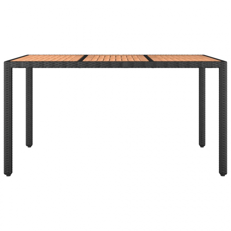 Gartentisch mit Holzplatte Schwarz Poly Rattan & Akazienholz