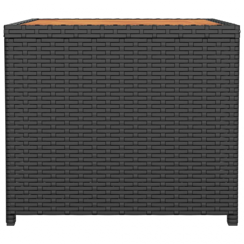 Beistelltisch mit Holzplatte Schwarz Poly Rattan & Akazienholz