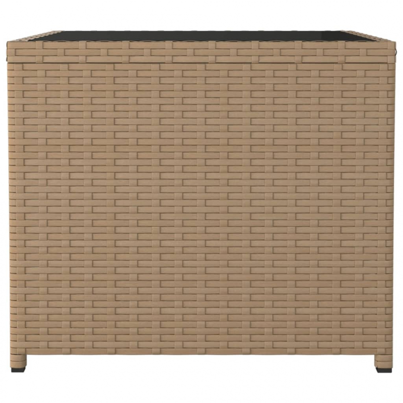 Beistelltisch mit Glasplatte Beige Poly Rattan & Hartglas