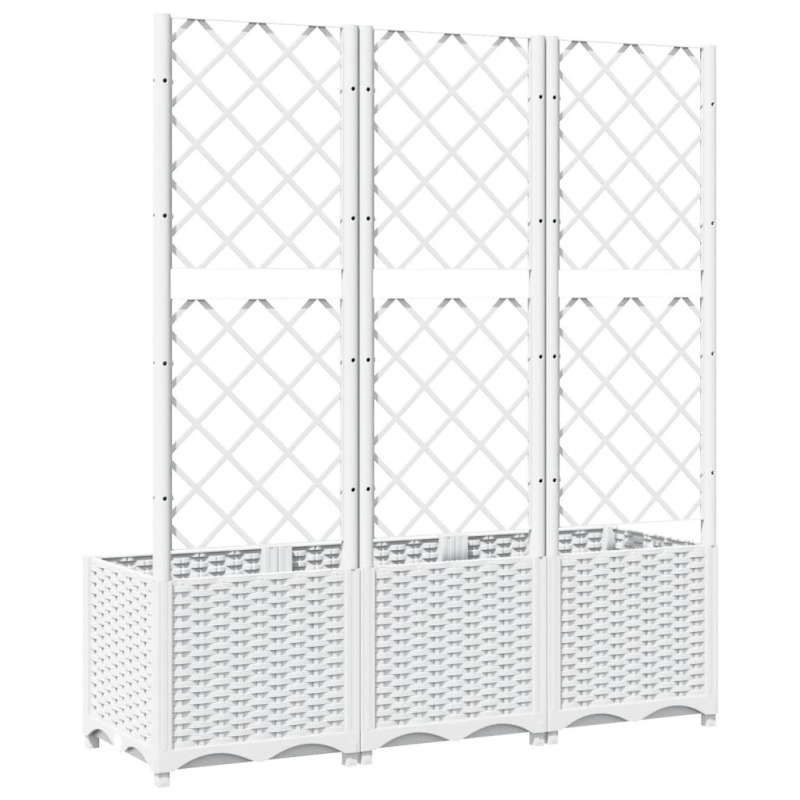 Pflanzkübel mit Rankgitter Weiß 120x40x136 cm PP