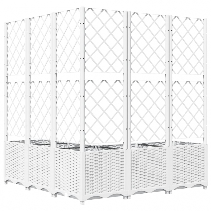 Pflanzkübel mit Rankgitter Weiß 120x120x136 cm PP